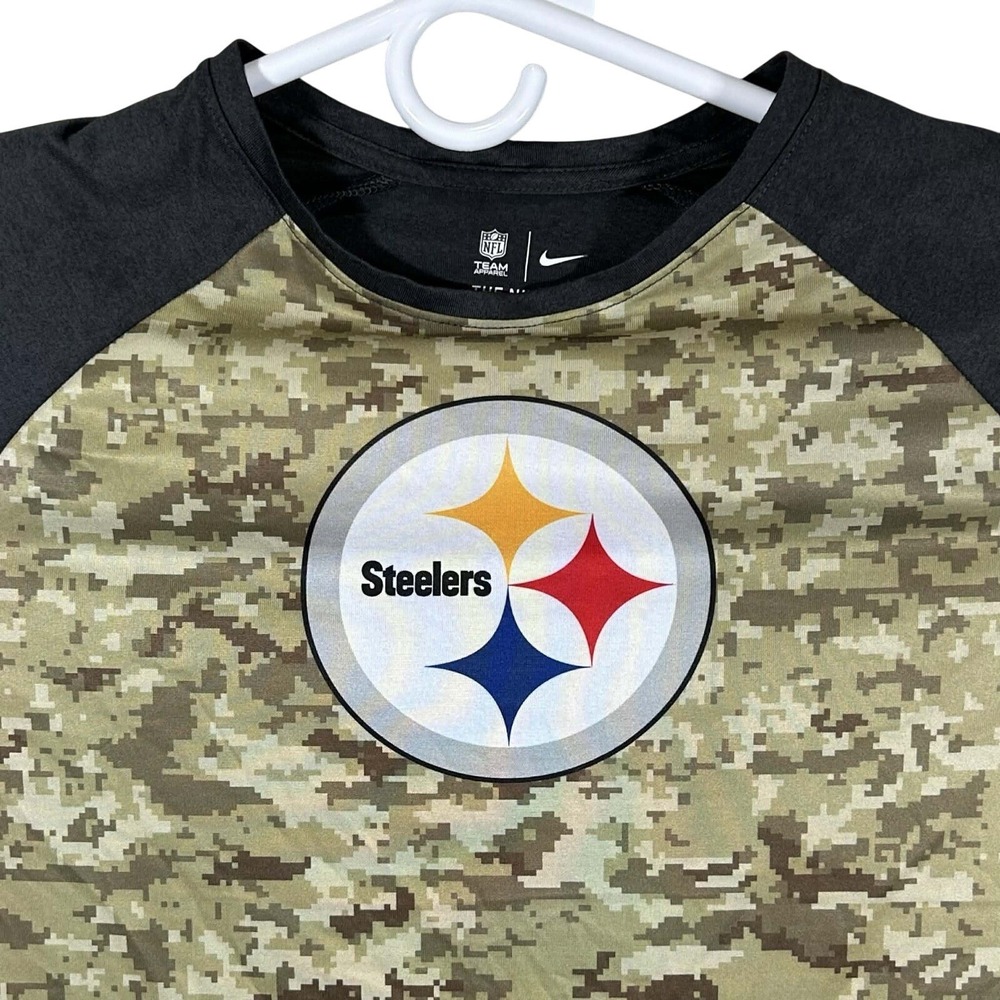 Nike Shirt Women's Size XL Steelers Salute to Service Dri-FIT Camo 3/4 Sleeve